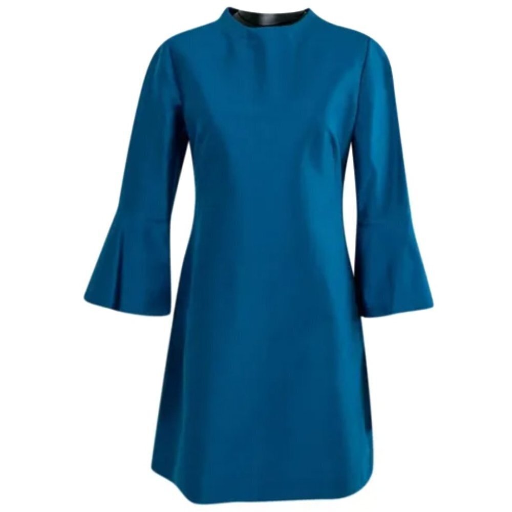 NEW Stella McCartney Flare Bell Sleeve Mini Dress 38 4 Teal Blue NWT